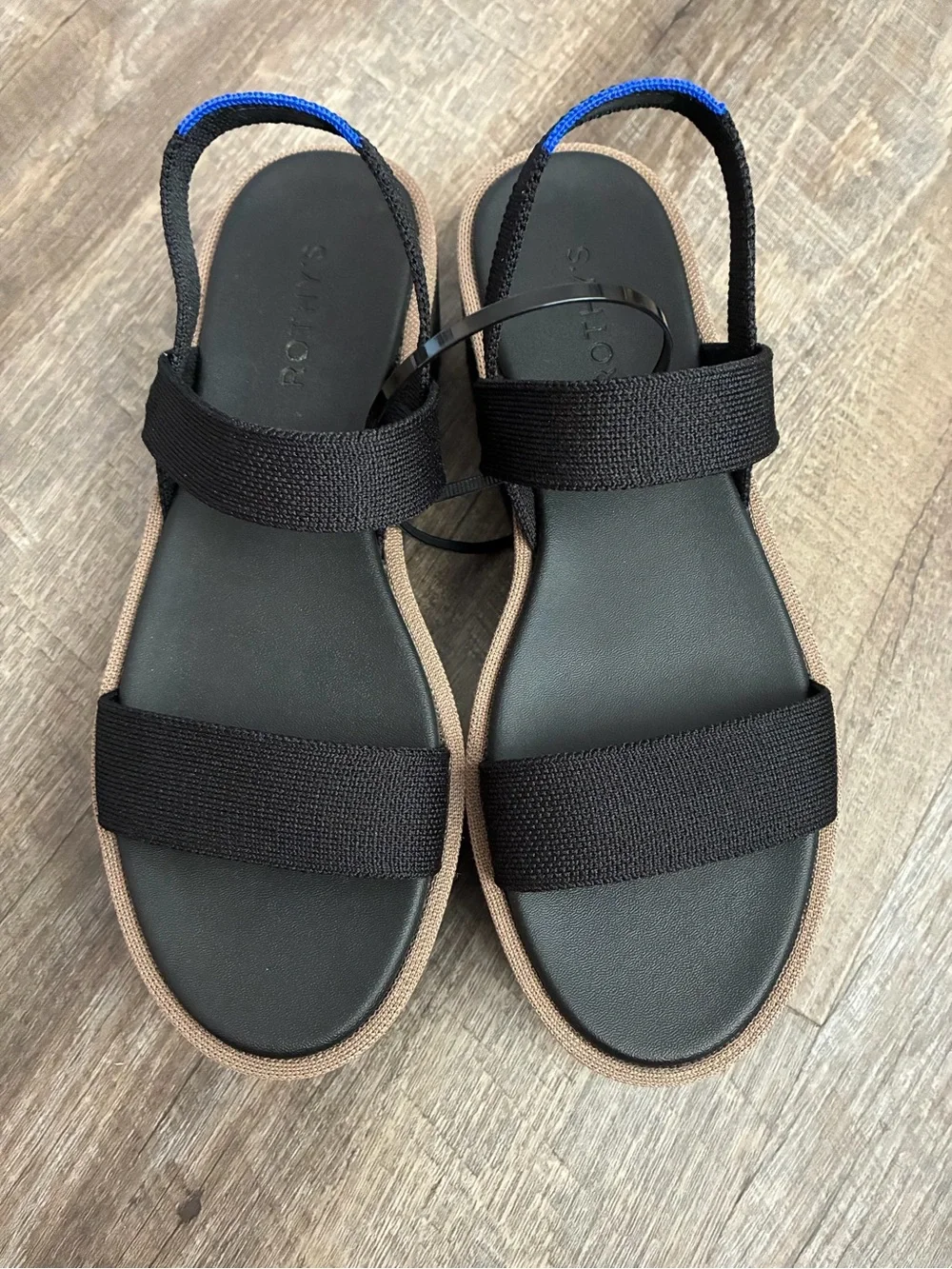 Rothy's The Lightweight Wedge Sandals black size 9.5 NEW without box